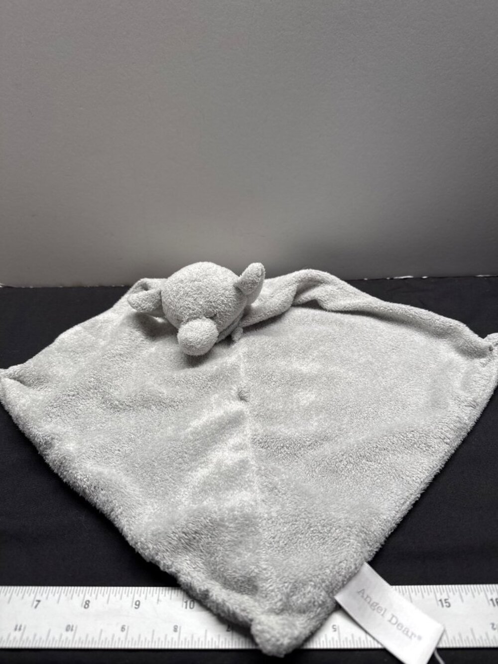 Angel Dear Gray Elephant Lovey Security Blanket Plush 13"x13" Soft Baby Comfort